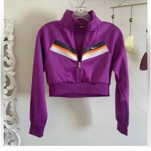 🪞 nike pro collared half zip long sleeve athleisure cropped jacket in deep plum